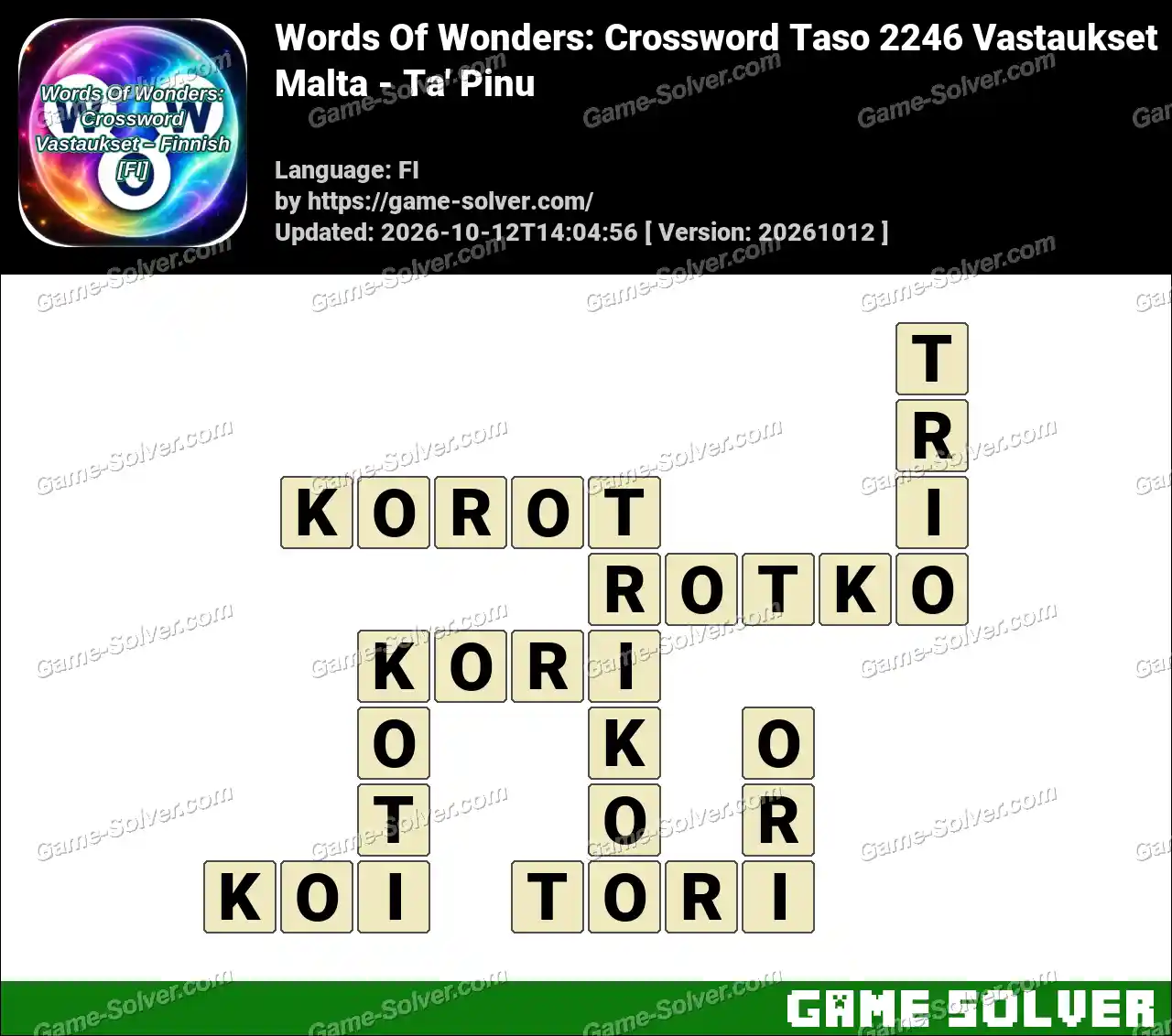 Words Of Wonders: Crossword Taso 2246 Vastaukset – Malta – Ta’ Pinu